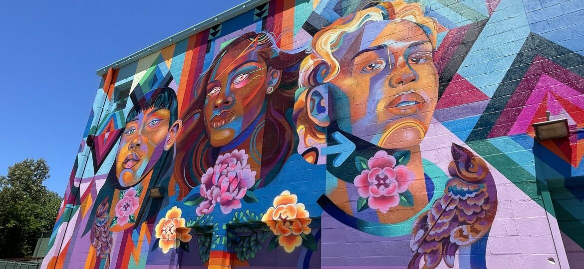 The mural "Natural Rhythm" by Charlotte artist Georgie Nakima.